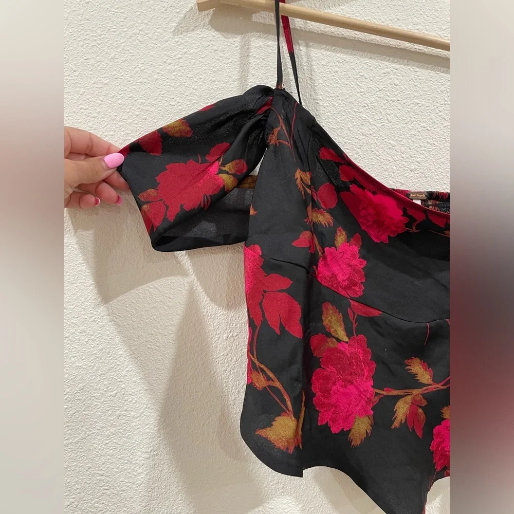 NWT Free People Cassandra Floral Red and Black Top Whimsigoth XS